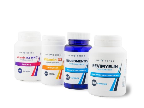 Suplementy Innovisense - Vitamin K2 MK-7, Vitamin D3, Neuromentis i Revimyelin
