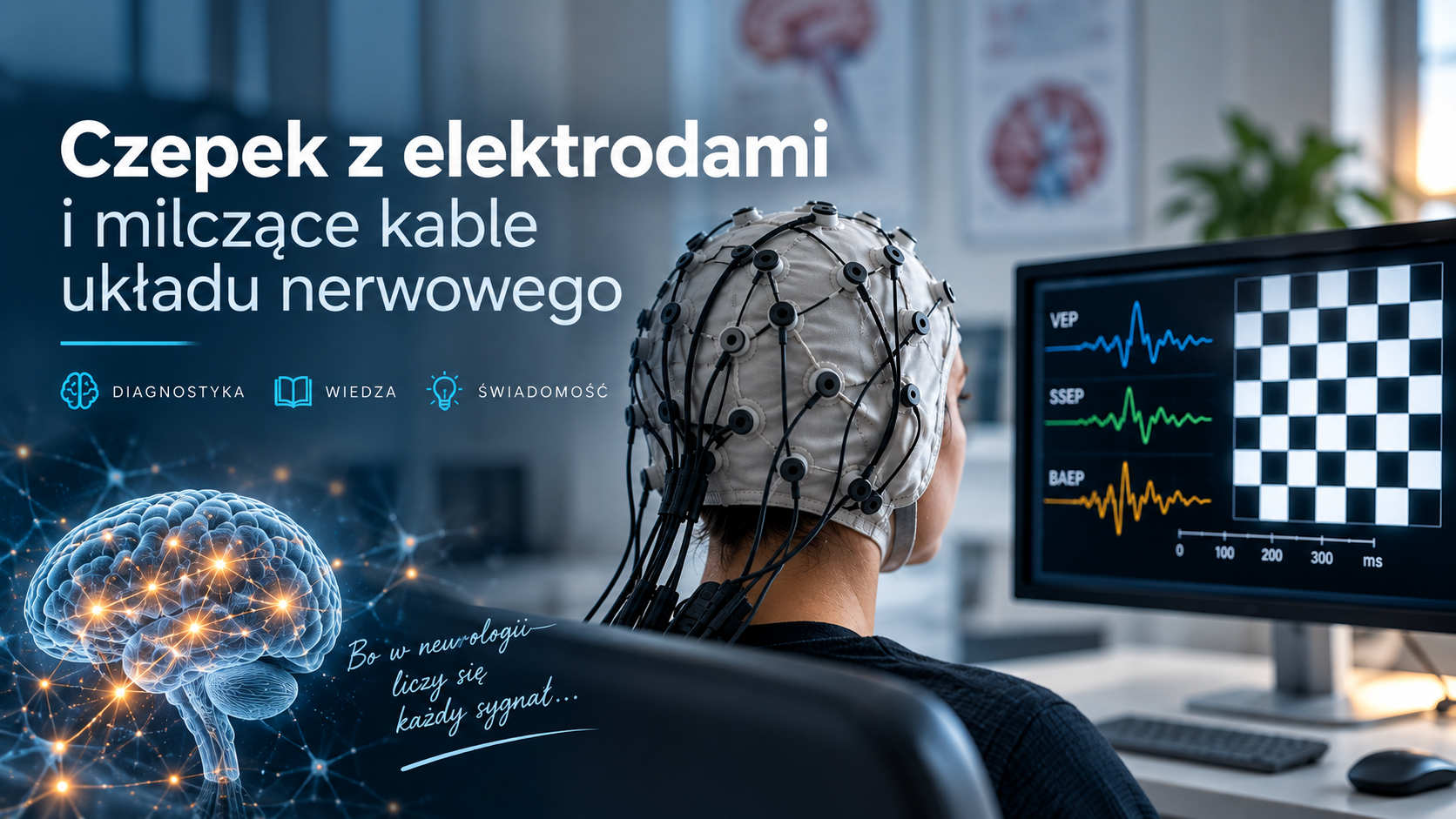 Milisekundy, czepek z elektrodami i milczące kable układu nerwowego - Moja walka z SM - część XII